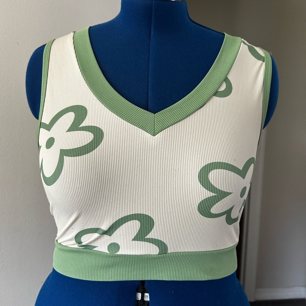 Green Floral Women's Crop Top